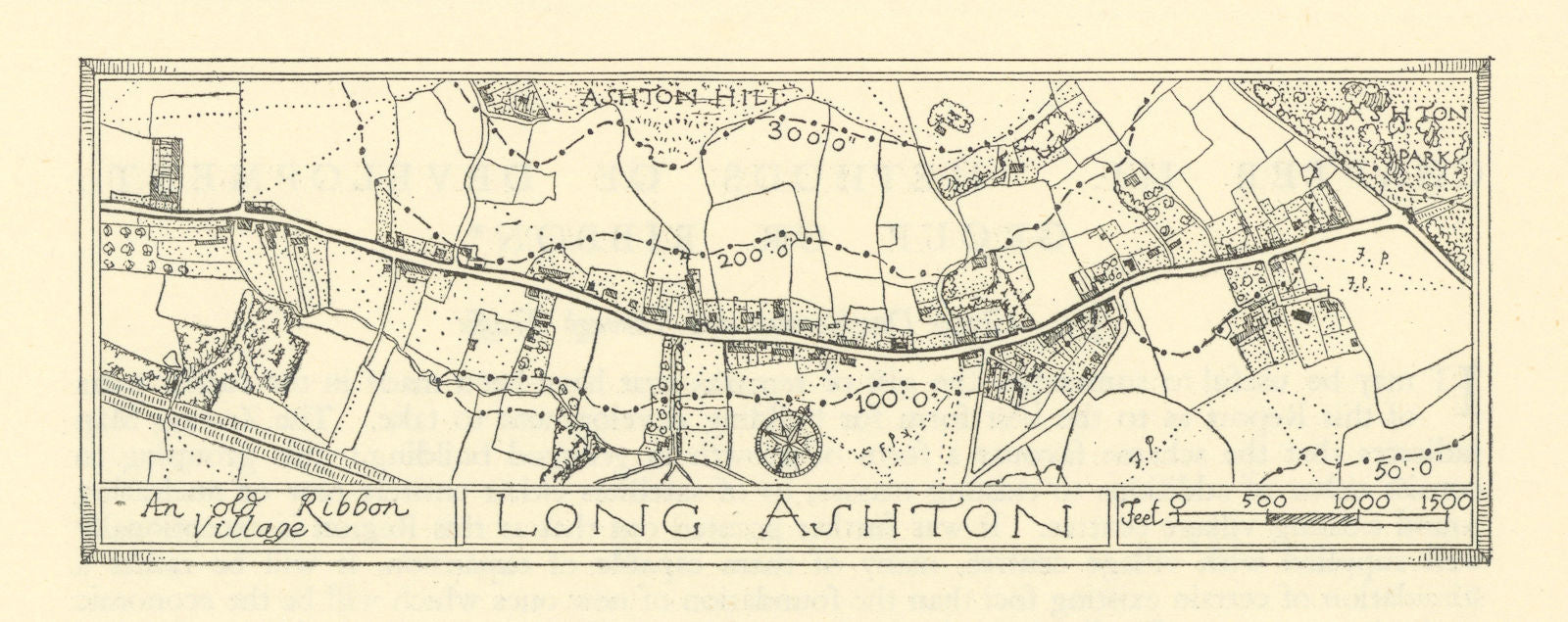 Long Ashton town plan by Patrick Abercrombie. Somerset. Ribbon village 1930 map